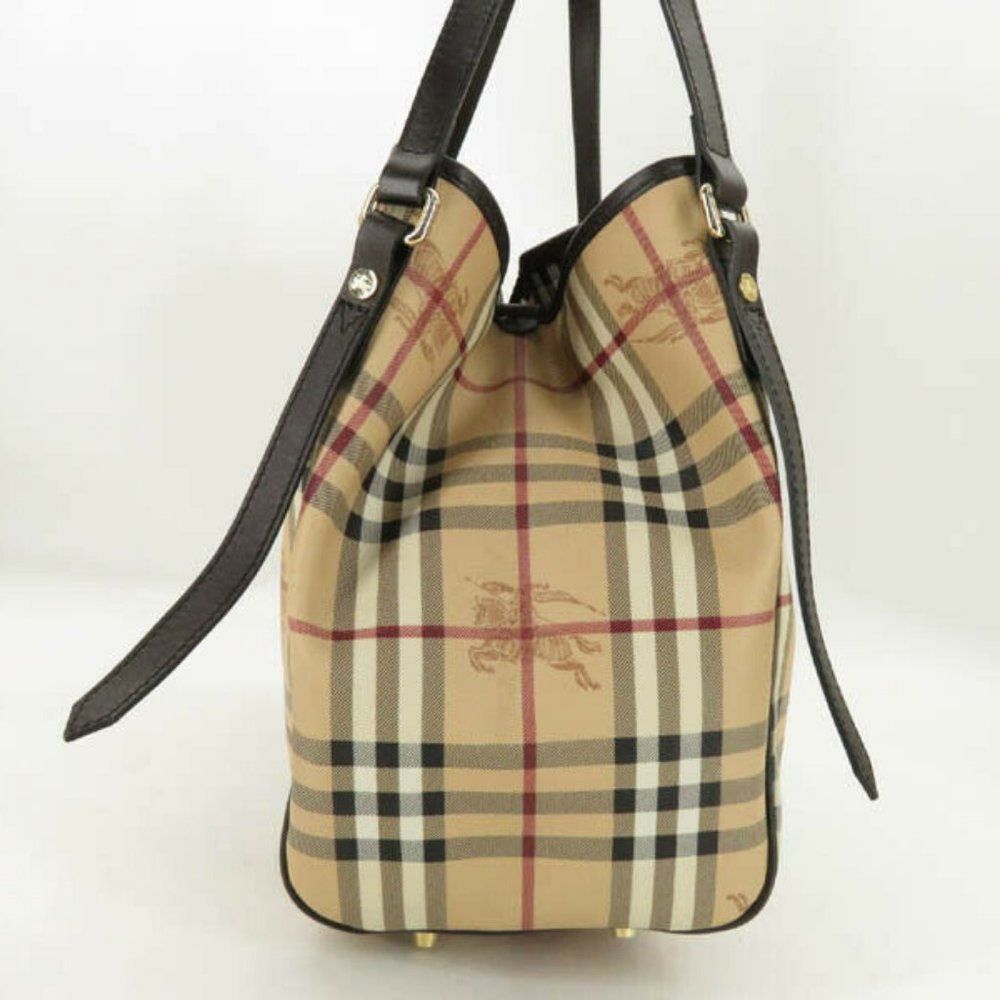 AUTH BURBERRY HAYMARKET CHECK CANTERBURY TOTE BAG - Picture 4 of 16